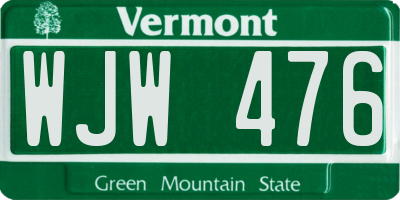 VT license plate WJW476