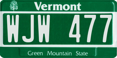 VT license plate WJW477