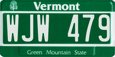 VT license plate WJW479