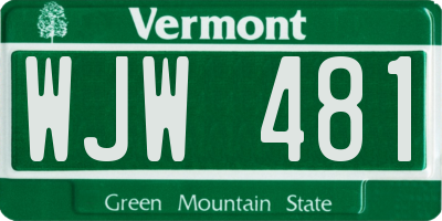VT license plate WJW481