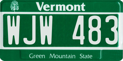 VT license plate WJW483