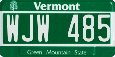 VT license plate WJW485