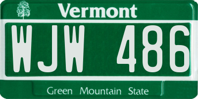 VT license plate WJW486