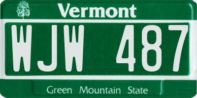 VT license plate WJW487
