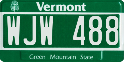 VT license plate WJW488