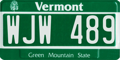 VT license plate WJW489
