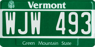 VT license plate WJW493