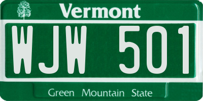 VT license plate WJW501