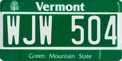 VT license plate WJW504