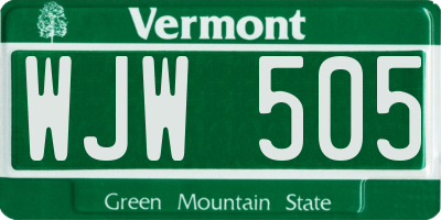 VT license plate WJW505