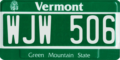 VT license plate WJW506