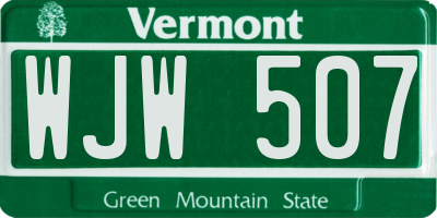 VT license plate WJW507