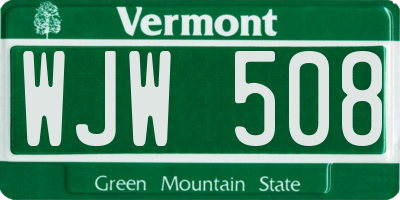 VT license plate WJW508