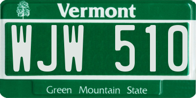 VT license plate WJW510
