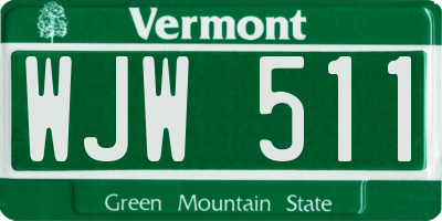 VT license plate WJW511