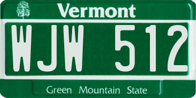 VT license plate WJW512