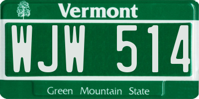 VT license plate WJW514