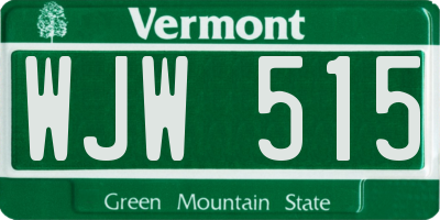 VT license plate WJW515