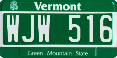 VT license plate WJW516
