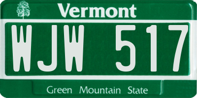 VT license plate WJW517