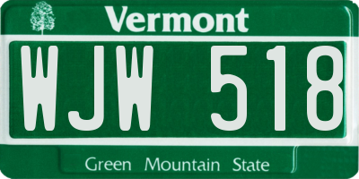 VT license plate WJW518