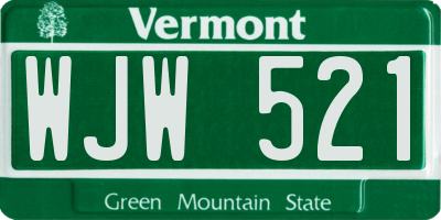 VT license plate WJW521