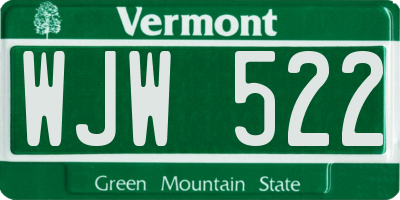 VT license plate WJW522