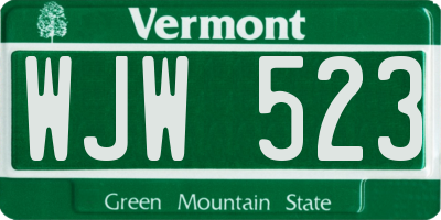 VT license plate WJW523