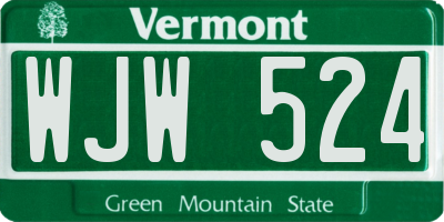 VT license plate WJW524