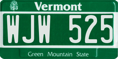 VT license plate WJW525