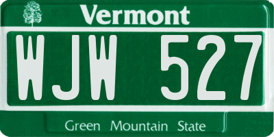 VT license plate WJW527