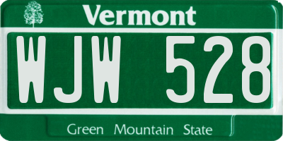 VT license plate WJW528