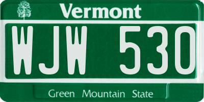 VT license plate WJW530