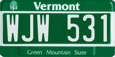 VT license plate WJW531