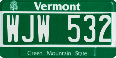 VT license plate WJW532