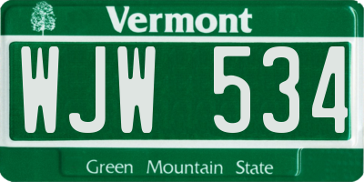 VT license plate WJW534