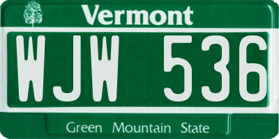 VT license plate WJW536