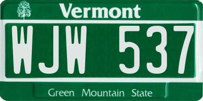VT license plate WJW537
