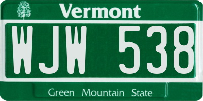 VT license plate WJW538