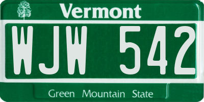 VT license plate WJW542