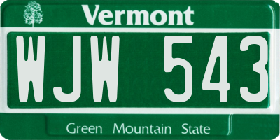 VT license plate WJW543