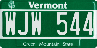 VT license plate WJW544