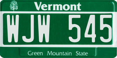 VT license plate WJW545