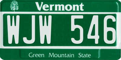 VT license plate WJW546