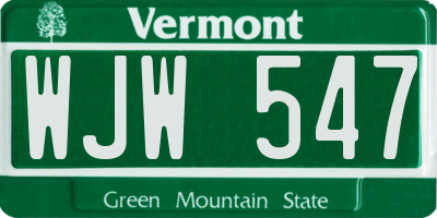 VT license plate WJW547