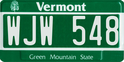 VT license plate WJW548