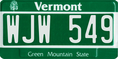 VT license plate WJW549