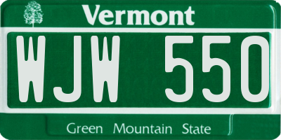 VT license plate WJW550