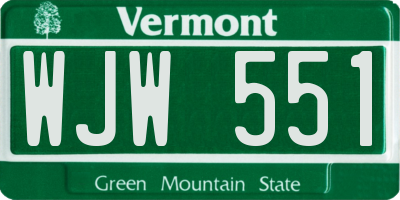 VT license plate WJW551