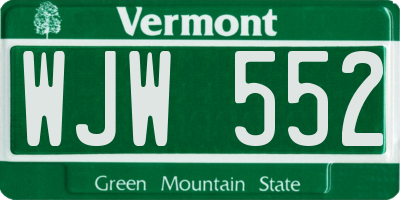 VT license plate WJW552